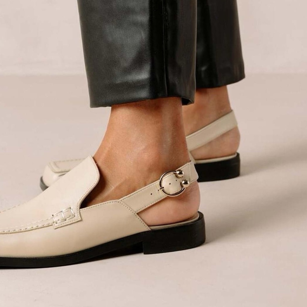 ALOHAS Abe Slingback Leather Slingback Loafers ream Gold Womens 8.5 / 39 - Picture 4 of 16